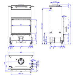 Plieninis židinio ugniakuras Romotop Dynamic DW2M01P, iki 15 kW