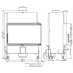 Plieninis židinio ugniakuras Romotop HR2SX23, kampinis, 10 kW