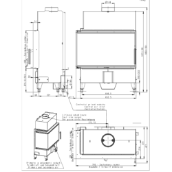 Plieninis židinio ugniakuras Romotop HL2SX23, kampinis, 10 kW