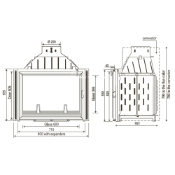 Ketinis židinio ugniakuras Seguin Europa 7, tonuotu stiklu