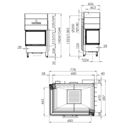 Plieninis židinio ugniakuras Spartherm Varia 2L-51H 4S, 9kW