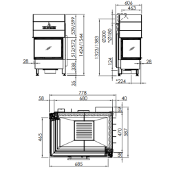 Plieninis židinio ugniakuras Spartherm Varia 2R-57H 4S, 9kW