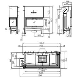 Plieninis židinio ugniakuras Spartherm Varia 2R51-100H 4S