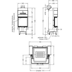 Plieninis židinio ugniakuras Spartherm Varia C-45H 4S, 10.4kW
