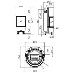 Plieninis židinio ugniakuras Spartherm Speedy Ph-4S, 9 kW