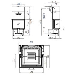 Plieninis židinio ugniakuras Spartherm Varia C52-6h-4S, 11.7 kW