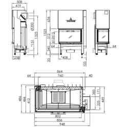 Plieninis židinio ugniakuras Spartherm Varia 2L-80h-4S, 13.5 kW