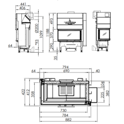 Plieninis židinio ugniakuras Spartherm Varia AS-2Lh-4S, 9.1 kW