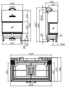 Plieninis židinio ugniakuras Spartherm Arte 3RLh-100h-4S, 14.3kW