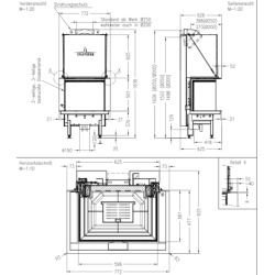 Plieninis židinio ugniakuras Spartherm Premium A-3RL-60h, 9.8 kW