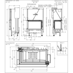 Plieninis židinio ugniakuras Spartherm Premium V-2L-80h, 13.7kW