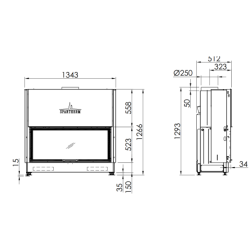 Plieninis židinio ugniakuras Spartherm Varia Bh 120-4S