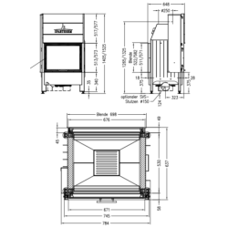 Plieninis židinio ugniakuras Spartherm Varia FD57-3h-4S