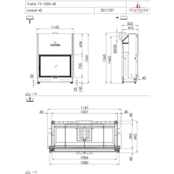 Plieninis židinio ugniakuras Spartherm Varia 1V-100h-4S, 13.5kW
