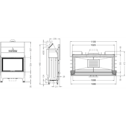Plieninis židinio ugniakuras Spartherm Varia M-100h-4S, 14.3 kW