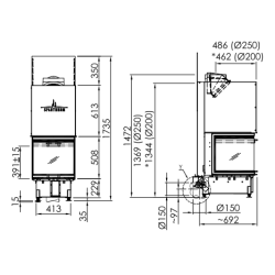 Plieninis židinio ugniakuras Spartherm Arte U-50h-4S