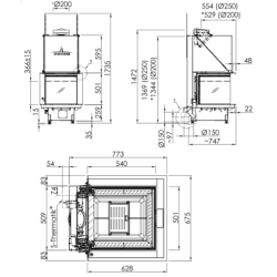 Plieninis židinio ugniakuras Spartherm Premium A-U-50h, 12.1 kW