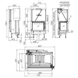 Plieninis židinio ugniakuras Spartherm Premium V-2L-68h, 12.4 kW