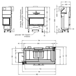 Plieninis židinio ugniakuras Spartherm Varia AS-2Rh-4S, 9.1 kW