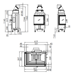 Plieninis židinio ugniakuras Spartherm Varia 2L-55-4S, iki 9.1kW