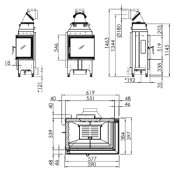 Plieninis židinio ugniakuras Spartherm Varia 2R-55-4S, iki 9.1kW
