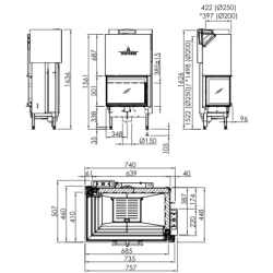 Plieninis židinio ugniakuras Spartherm Varia 2L-68h-4S, 12.5 kW