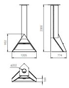 Plieninis židinys Traforart Admeto Frontal, 12.2 kW