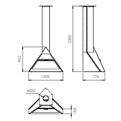 Plieninis židinys Traforart Admeto Frontal, 12.2 kW