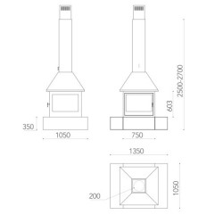 Plieninis židinys Traforart Sandra, 14 kW