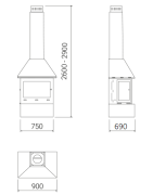 Plieninis židinys Traforart Sandra, juodas, 14 kW