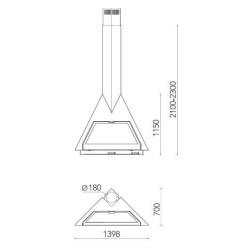 Plieninis židinys Traforart Foxi, juodas, 8.7 kW