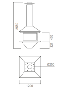 Plieninis židinys Traforart Gaia, 14.4 kW