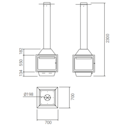 Plieninis židinys Traforart Ariadna, 14.4 kW
