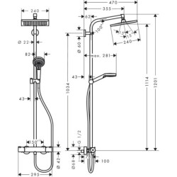Dušo komplektas Hansgrohe Crometta E 240 1 Jet Showerpipe