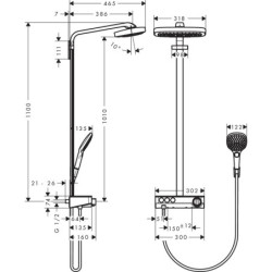 Dušo komplektas Hansgrohe Raindance E Showerpipe 300, 3 jet