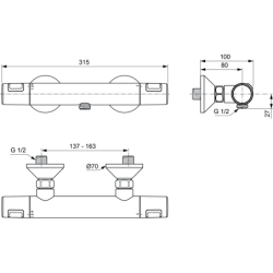 Termostatinis dušo maišytuvas Ideal Standard Ceratherm T25