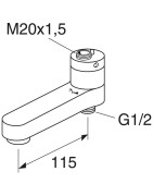 Sukamas vonios čiaupas Gustavsberg, su diverteriu, 115 mm