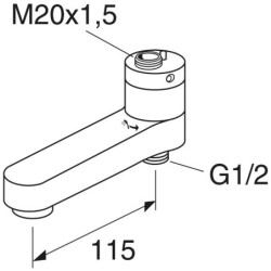 Sukamas vonios čiaupas Gustavsberg, su diverteriu, 115 mm