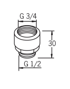 Perėjimo nipelis Oras, G 3/4" - 1/2"