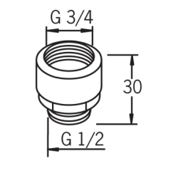 Perėjimo nipelis Oras, G 3/4" - 1/2"