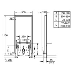 Bidė rėmas Grohe Rapid SL, 113 cm