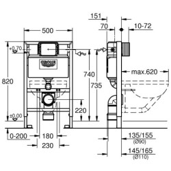 Rėmas unitazui Grohe Rapid SL, 82 cm