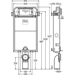 Potinkinis WC bakelis Viega Prevista Pure, pakabinamam unitazui