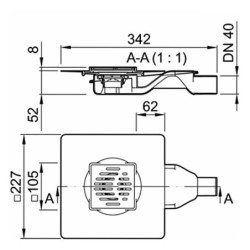 Dušo trapas Aco MG 105x105 mm, 51 mm montavimo aukštis