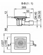 Dušo trapas Aco MG 150x150 mm, 96 mm montavimo aukštis