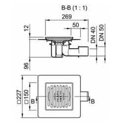 Dušo trapas Aco MG 150x150 mm, 96 mm montavimo aukštis