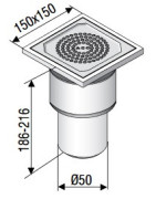 Dušo trapas Aco EG150, 150x150 mm