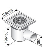 Dušo trapas Aco EG150, 150x150 mm, horizontalus