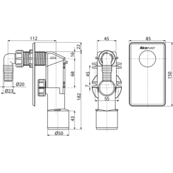 Sifonas skalbimo mašinai/indaplovei Alca Plast APS4, potinkinis