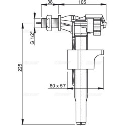 Šoninio pripildymo mechanizmas Alca Plast A15, 1/2"